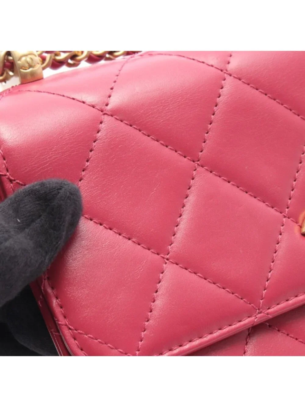 Chanel Shoulder Bag Quilted Flap Magenta Leather Chain